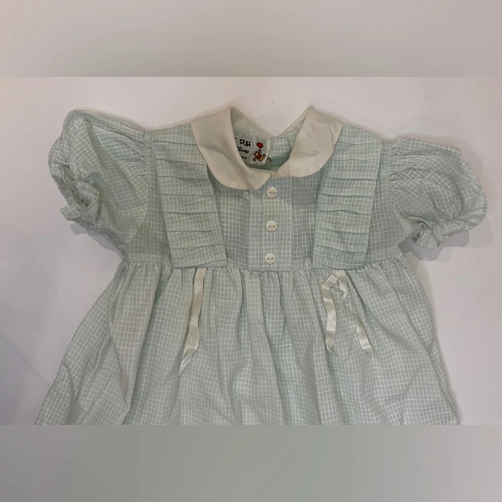 Vintage Mint Green Plaid‎ Girls Dress Sz 18-24 month